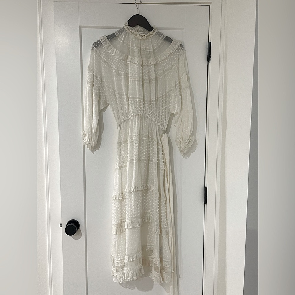 Zimmerman White Lace Midi Dress